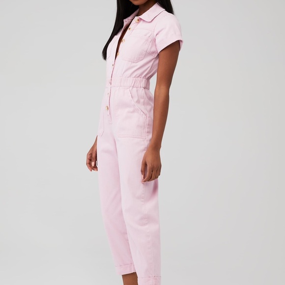 Show Me Your MuMu Pants - Show Me Your MUMU Womens Pink Denim Cannon Button Up Jumpsuit Size Medium EUC